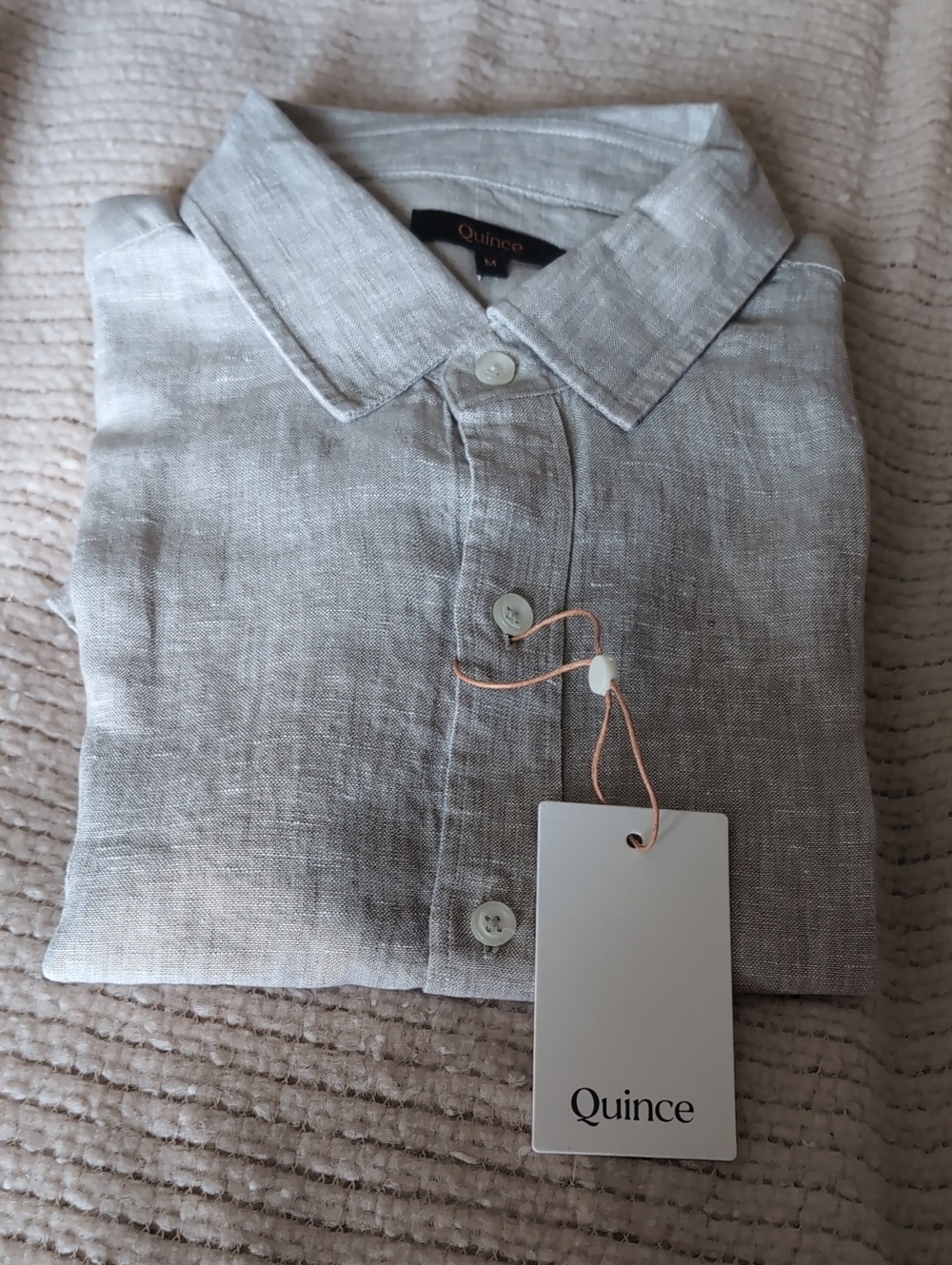 Quince Men’s Linen Button-Down Shirt — Light Taupe